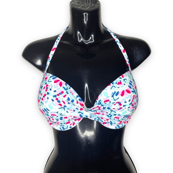 NWT Aerie Size 36C Brooke Multicolor Twist Front Push Up Halter Bikini Swim Top - Picture 1 of 9